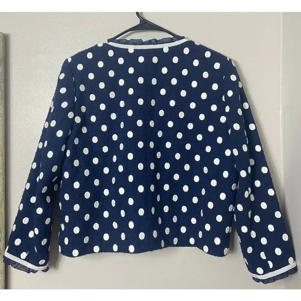 NWT J. CREW BLAZER JACKET POLKA DOT NAVY BLUE OFFICE WORK CAREER FEMININE